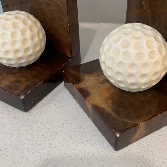 Vintage Alabaster Golf Ball Bookends - Picture 12 of 12